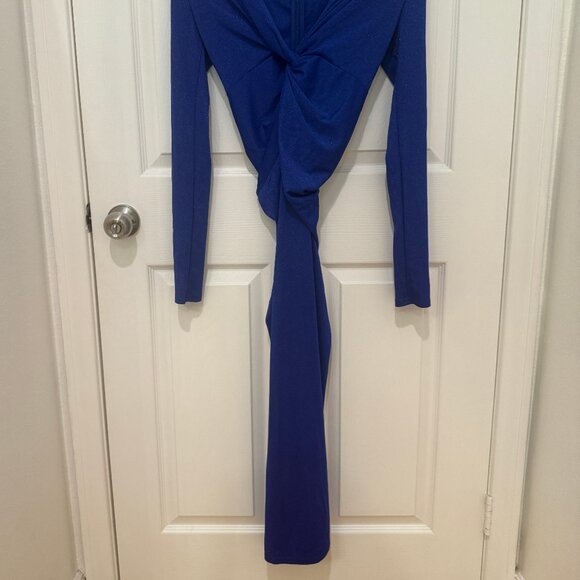 RONNIE KOBO LARA TWIST METALLIC ROYAL BLUE JERSEY DRESS - Picture 3 of 10